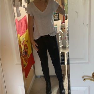 Ruffled Sleeve White T shirt